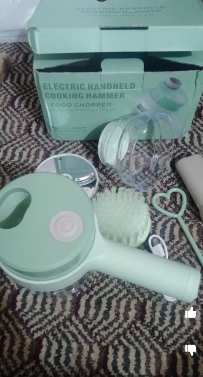 4 in 1 Handheld Electric Vegetable Cutter | Wireless with Brush (Random Color)