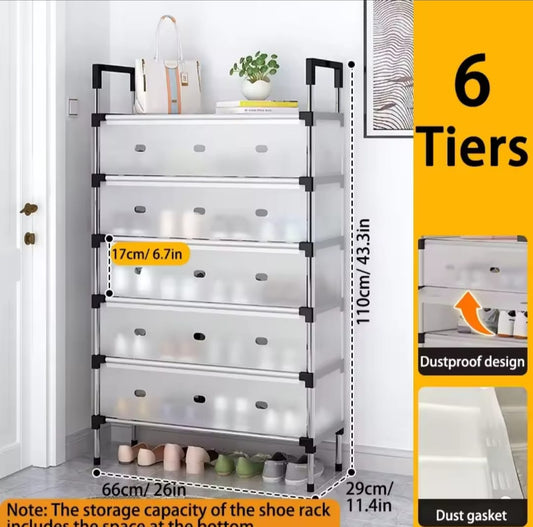 Multi Layer Dustproof Shoe Rack | Foldable Plastic Shoe Storage Cabinet | Durable Quality