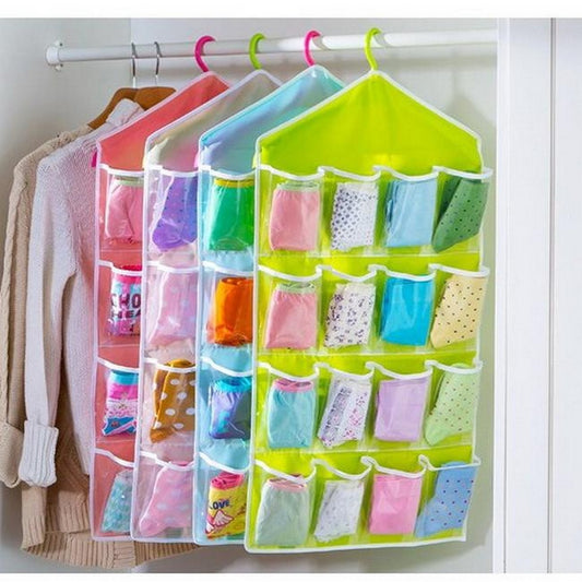 16-Pocket Hanging Storage Bag | Door & Wall Mounted Closet Organizer | Random Colour