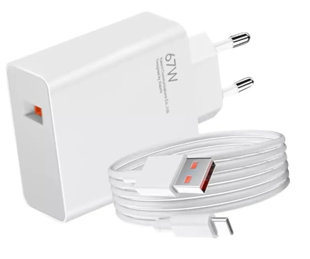 Xiaomi 67W Mini Fast Charging Adapter with Type-A Charging Cable | Compact 67W Wall Charger