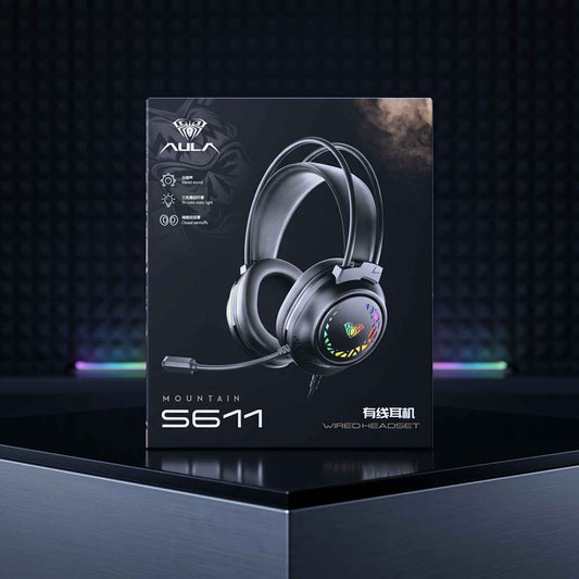 AULA S611 Wired Gaming Headset | Tri-Color Static LED Lighting