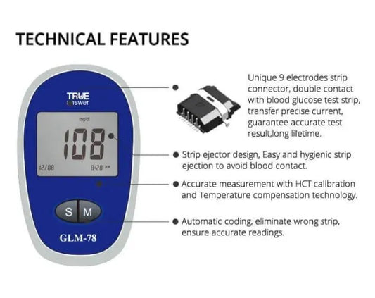 True Answer GLM-78 Blood Glucose Meter Blue ABS