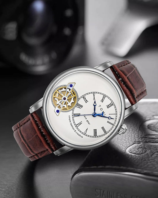 Men's Watch | Analog Leather Wrist Quartz Watch with Double Strap & 3ATM Waterproof