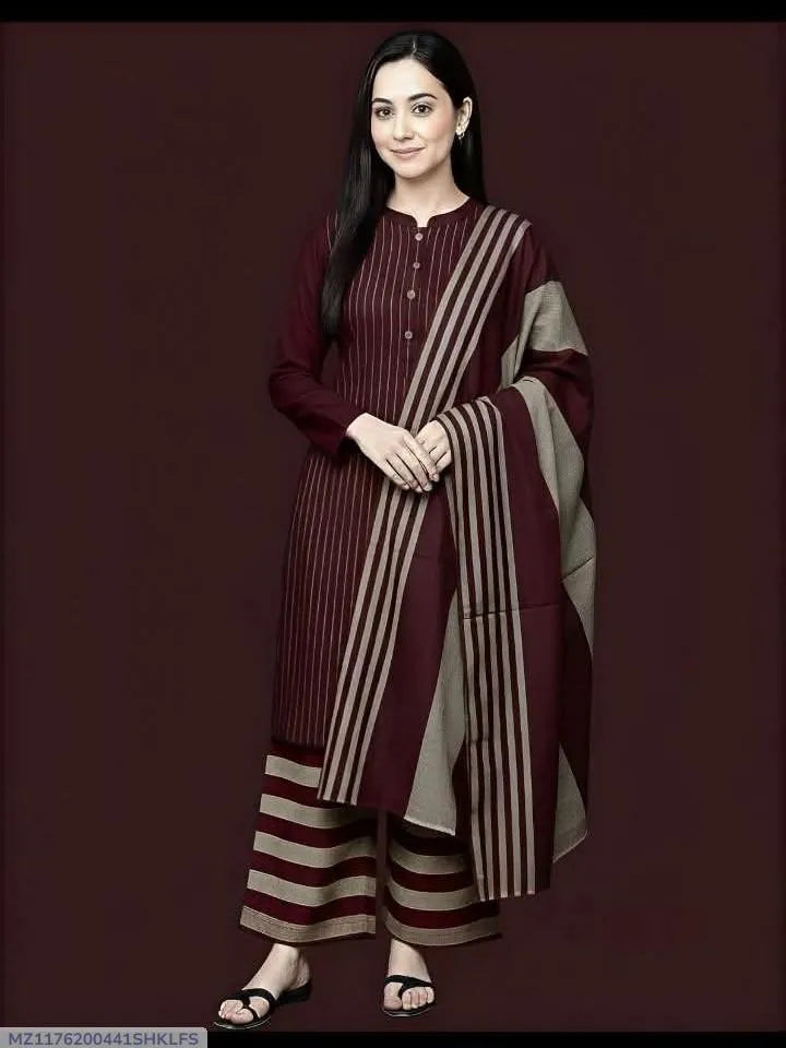 3 Pcs Women's unstitched painted suit