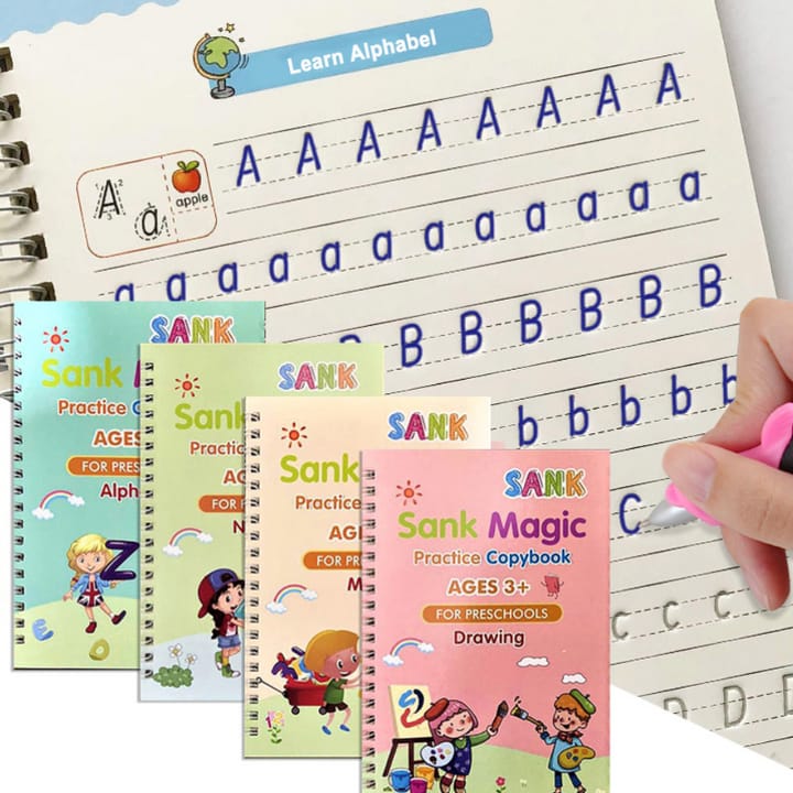 Sank Magic book | Disappearing Ink Books | Handwriting Books(4 Books + 1 Pen with 10 Ink Refills)
