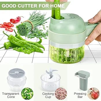 4 in 1 Handheld Electric Vegetable Cutter | Wireless with Brush (Random Color)