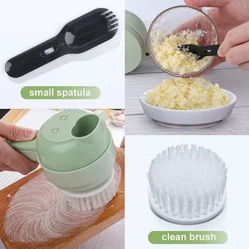 4 in 1 Handheld Electric Vegetable Cutter | Wireless with Brush (Random Color)
