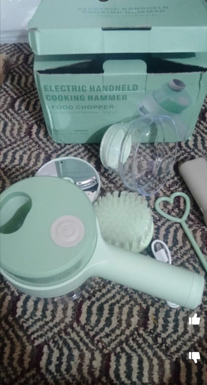 4 in 1 Handheld Electric Vegetable Cutter | Wireless with Brush (Random Color)