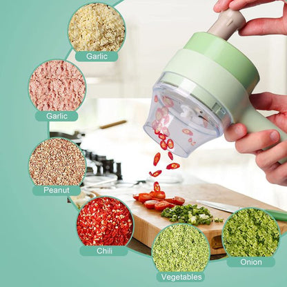 4 in 1 Handheld Electric Vegetable Cutter | Wireless with Brush (Random Color)