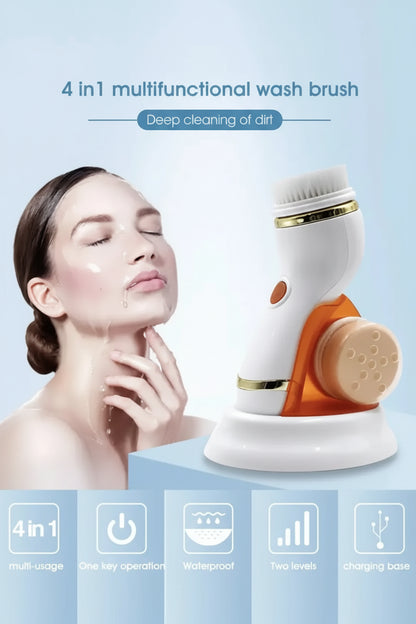 4 in 1 Electric Cleanser | Facial Cleansing Brush & Massager - Face Brush Set
