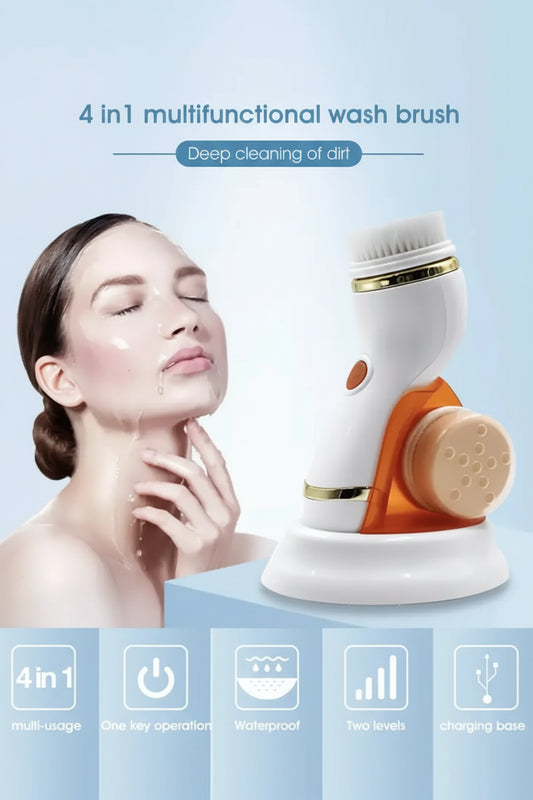 4 in 1 Electric Cleanser | Facial Cleansing Brush & Massager - Face Brush Set