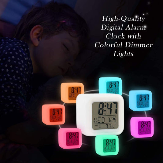 LED Digital Clock - 7 Color | Night Light For Kids | Desk Clock