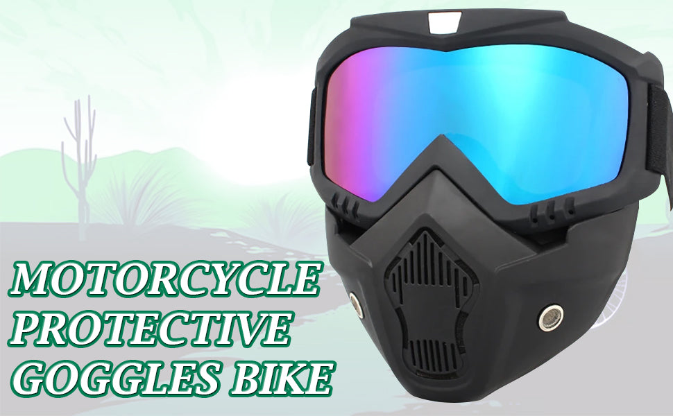 Motorcycle Goggles with Removable Full Face Mask (Random Glass Shade)