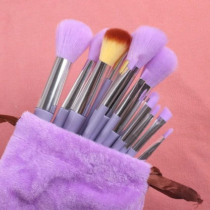 13 Pcs Makeup Brush Set | Soft Bristles | Elegant Velvet Storage Bag Included