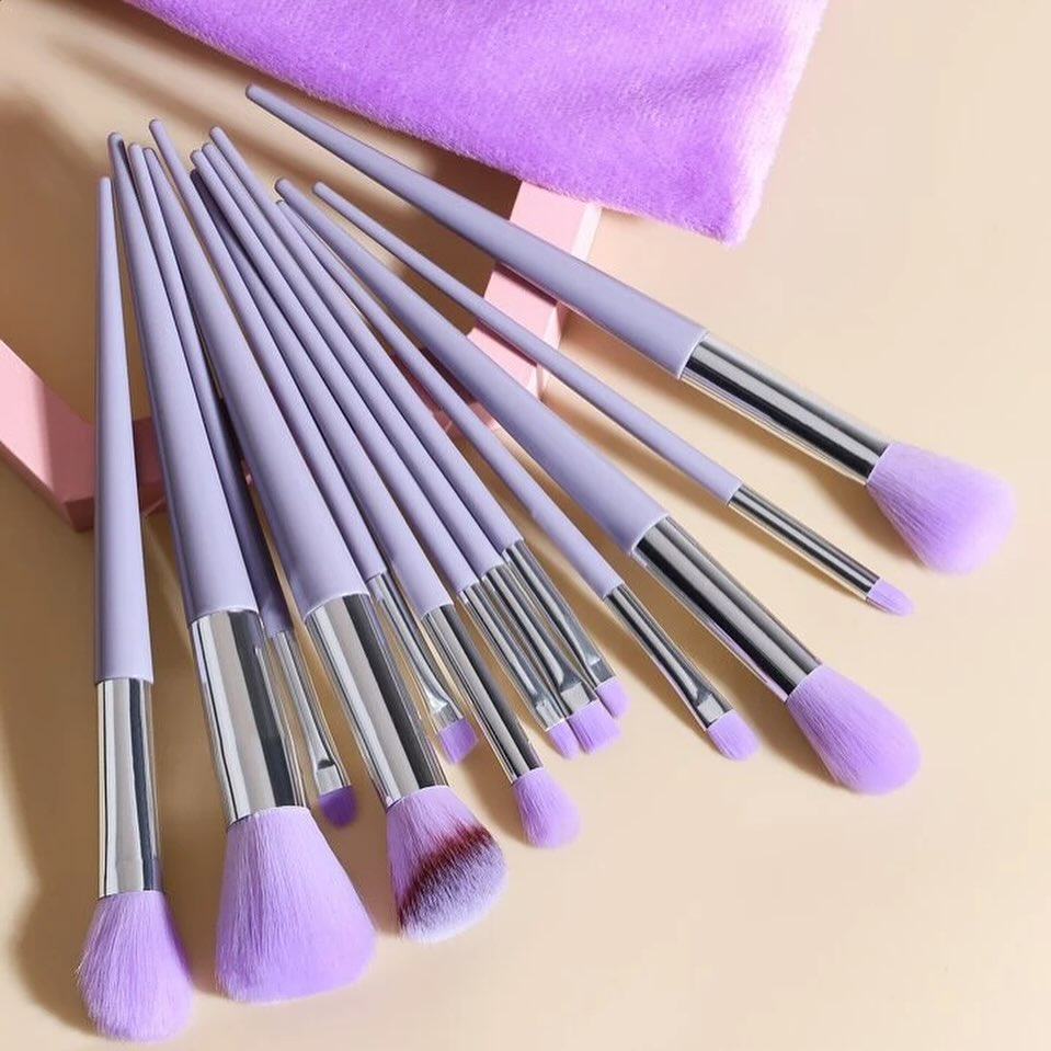 13 Pcs Makeup Brush Set | Soft Bristles | Elegant Velvet Storage Bag Included