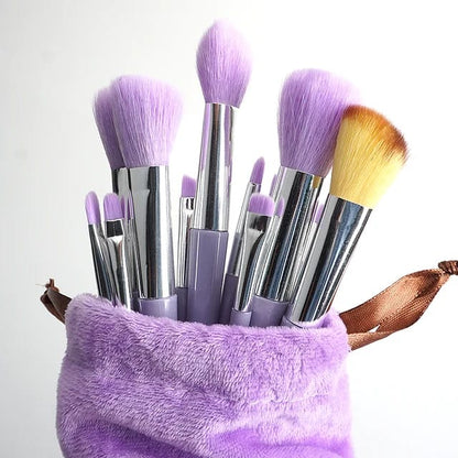 13 Pcs Makeup Brush Set | Soft Bristles | Elegant Velvet Storage Bag Included