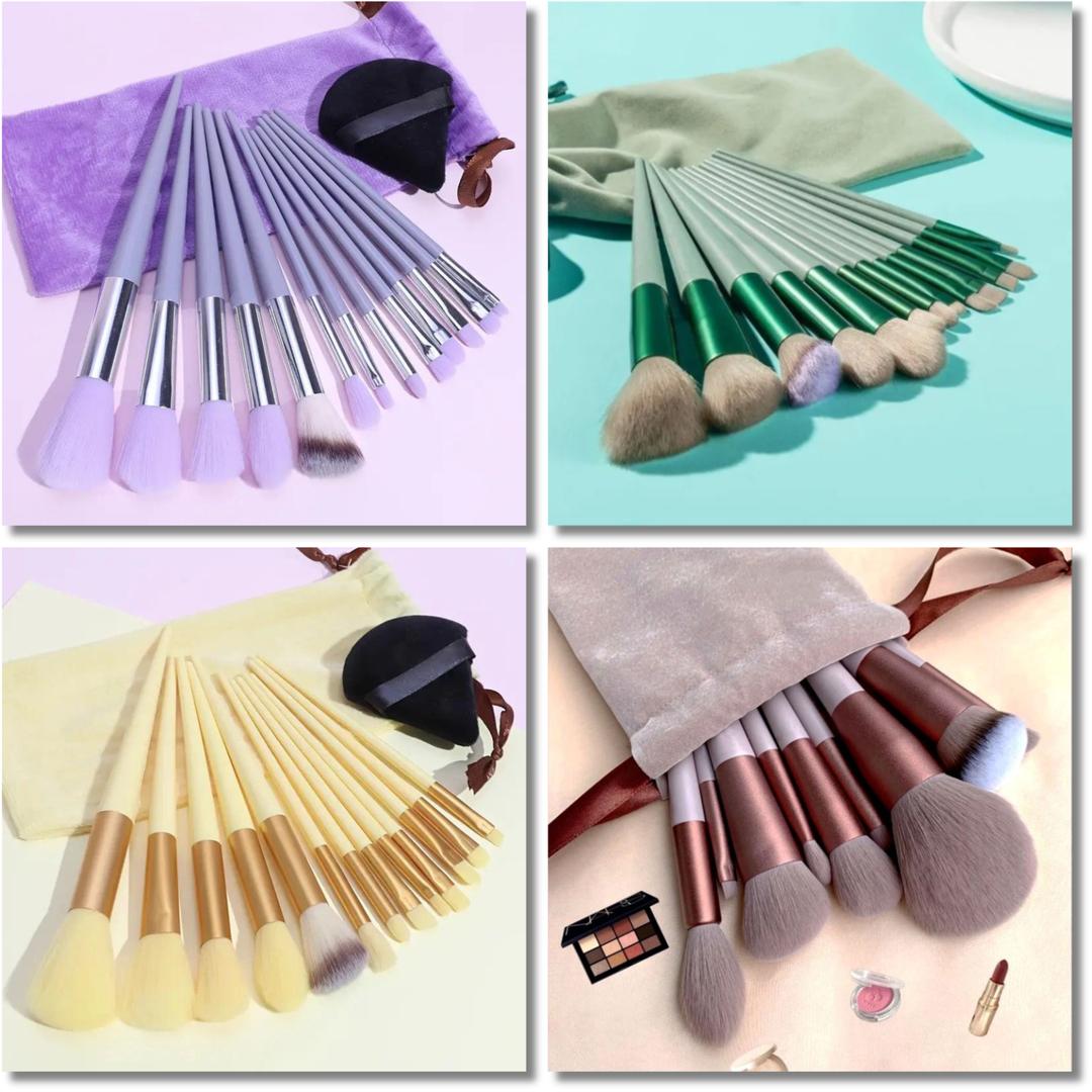 13 Pcs Makeup Brush Set | Soft Bristles | Elegant Velvet Storage Bag Included