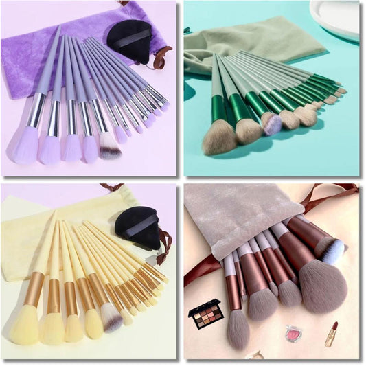 13 Pcs Makeup Brush Set | Soft Bristles | Elegant Velvet Storage Bag Included