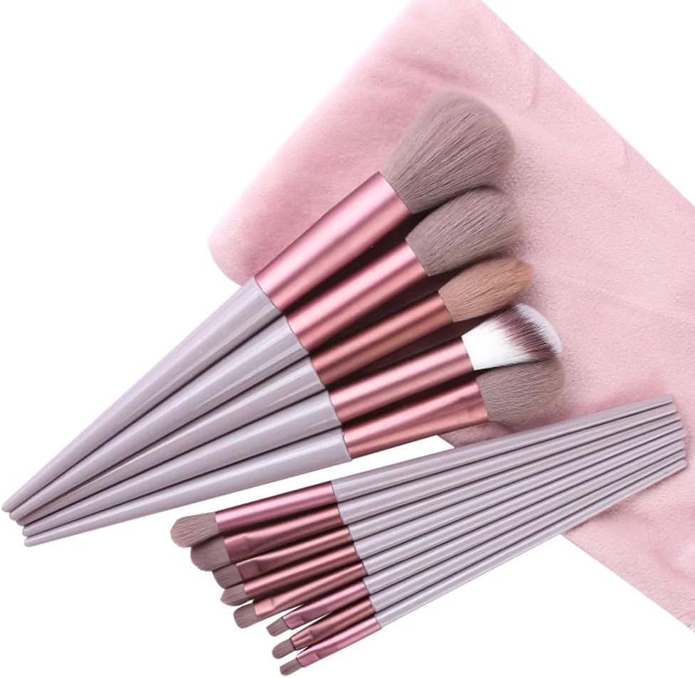 13 Pcs Makeup Brush Set | Soft Bristles | Elegant Velvet Storage Bag Included