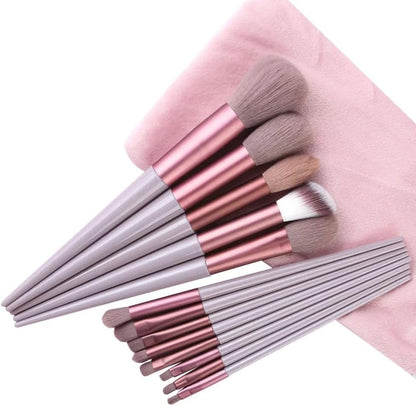 13 Pcs Makeup Brush Set | Soft Bristles | Elegant Velvet Storage Bag Included