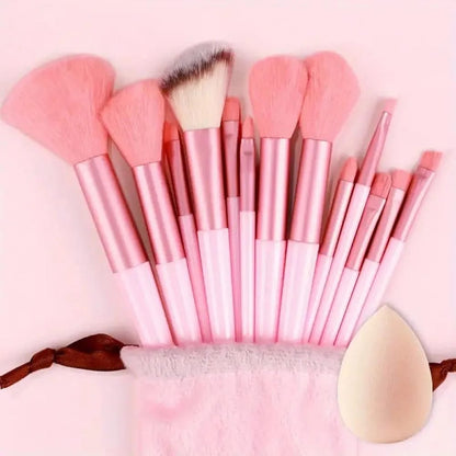 13 Pcs Makeup Brush Set | Soft Bristles | Elegant Velvet Storage Bag Included