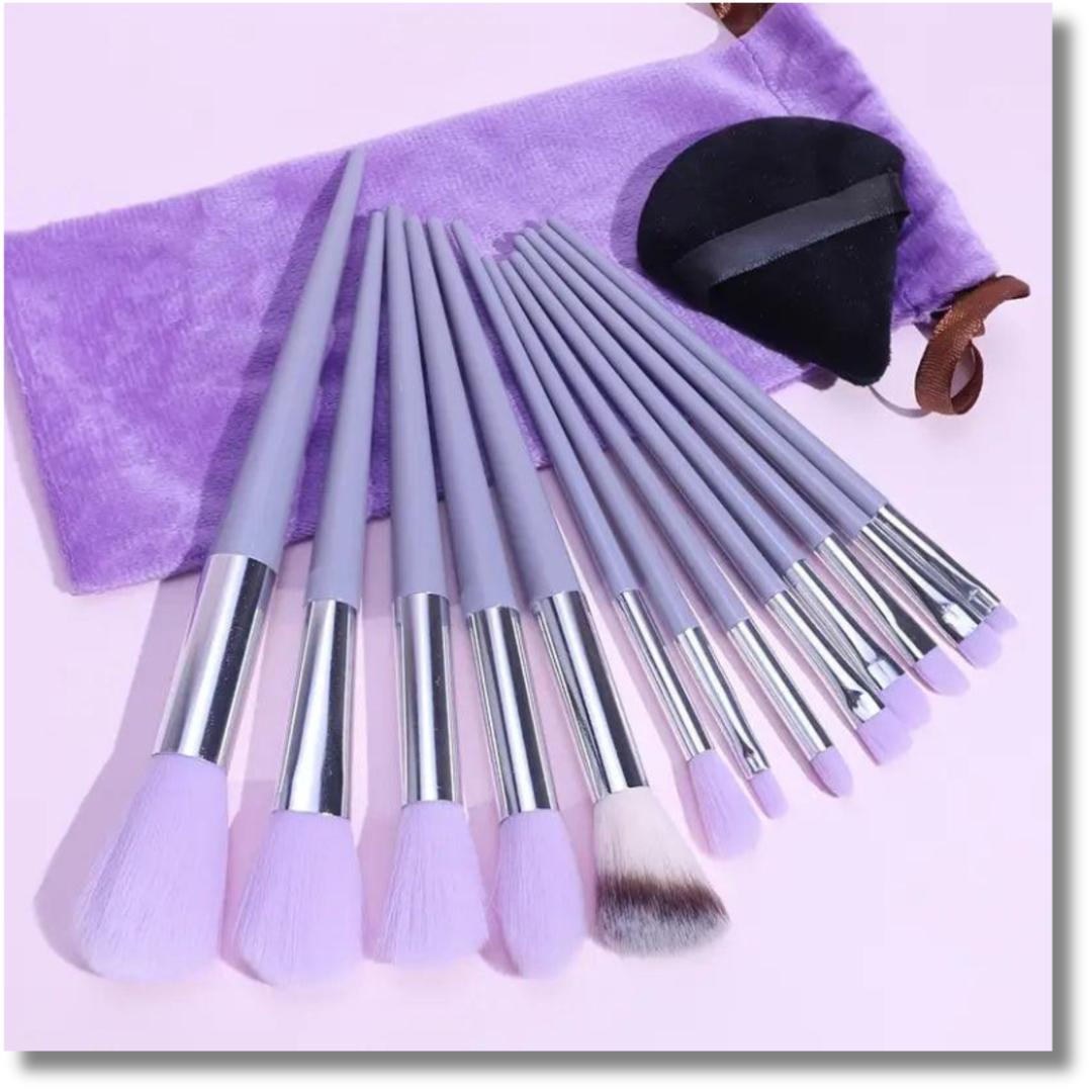 13 Pcs Makeup Brush Set | Soft Bristles | Elegant Velvet Storage Bag Included