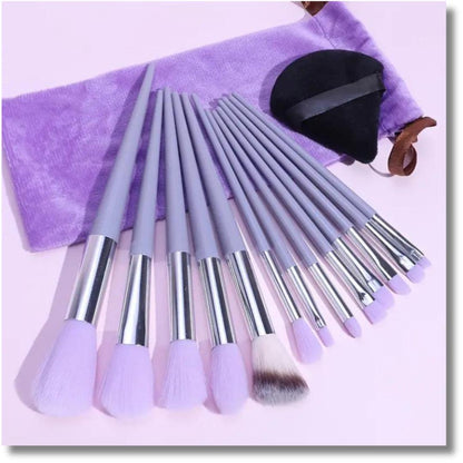 13 Pcs Makeup Brush Set | Soft Bristles | Elegant Velvet Storage Bag Included