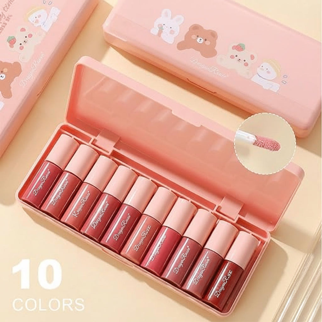 Korean Lip Gloss Set | Korean Shiny Lip Gloss Set (10 pcs) | Light to Dark