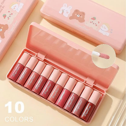 Korean Lip Gloss Set | Korean Shiny Lip Gloss Set (10 pcs) | Light to Dark