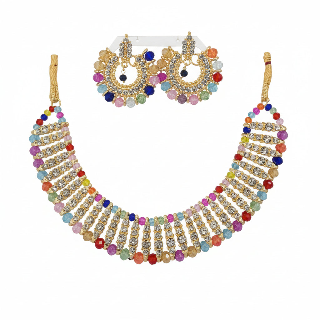 Necklace With Earrings | Crystal Round Jewelery Set