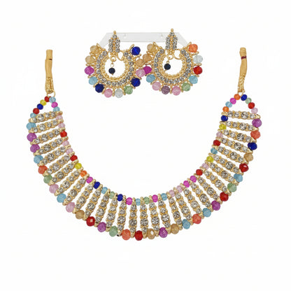 Necklace With Earrings | Crystal Round Jewelery Set