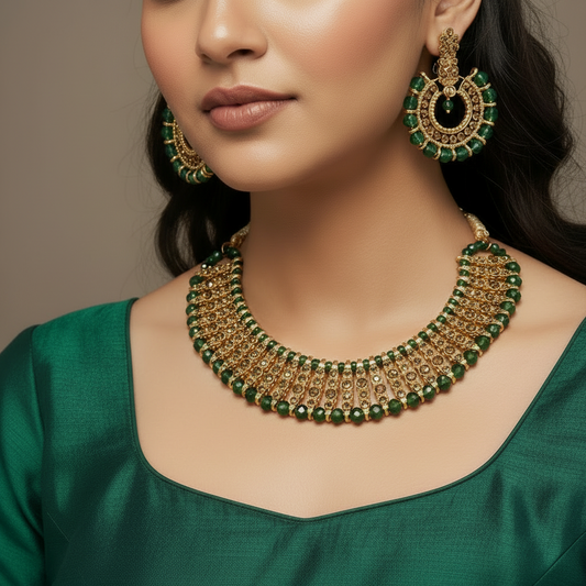 Necklace With Earrings | Crystal Round Jewelery Set