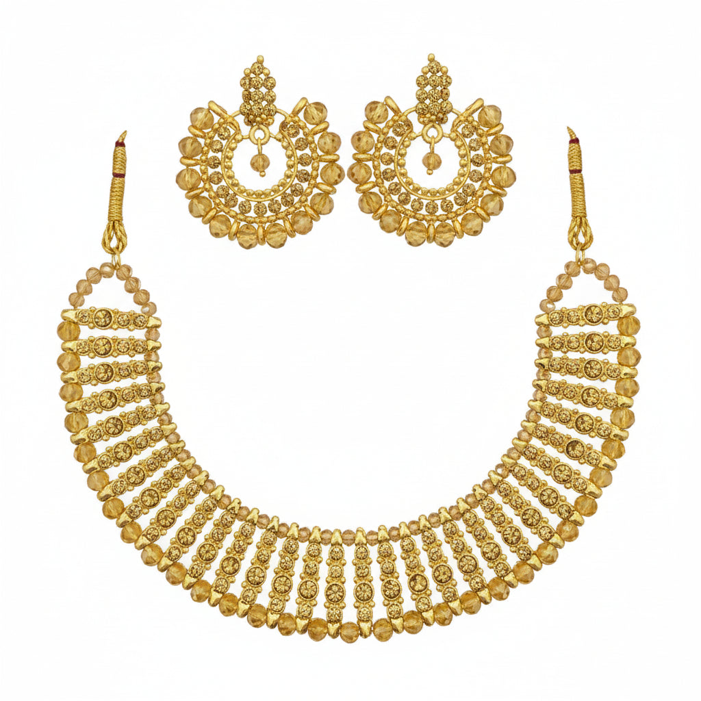Necklace With Earrings | Crystal Round Jewelery Set