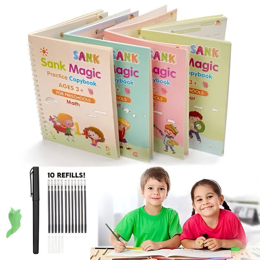 Sank Magic book | Disappearing Ink Books | Handwriting Books(4 Books + 1 Pen with 10 Ink Refills)