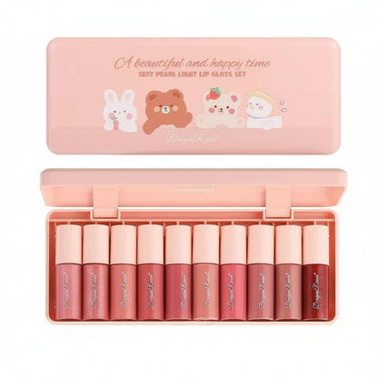 Korean Lip Gloss Set | Korean Shiny Lip Gloss Set (10 pcs) | Light to Dark
