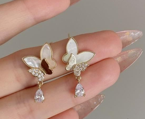 Elegant Butterfly Pearl Earings | Korean Style Earrings