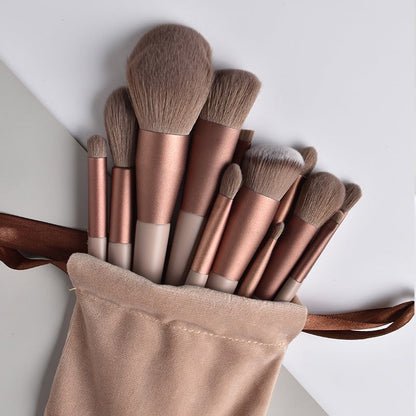 13 Pcs Makeup Brush Set | Soft Bristles | Elegant Velvet Storage Bag Included