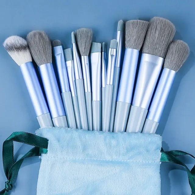 13 Pcs Makeup Brush Set | Soft Bristles | Elegant Velvet Storage Bag Included