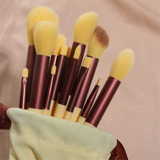 13 Pcs Makeup Brush Set | Soft Bristles | Elegant Velvet Storage Bag Included