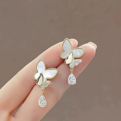 Elegant Butterfly Pearl Earings | Korean Style Earrings