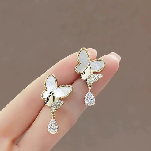 Elegant Butterfly Pearl Earings | Korean Style Earrings