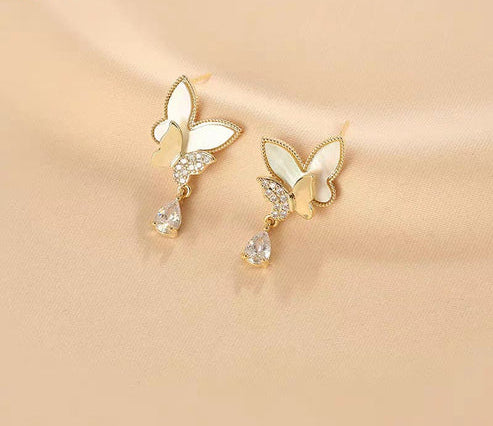 Elegant Butterfly Pearl Earings | Korean Style Earrings