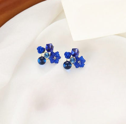 Flower Crystal Korean Earrings | Elegant Women’s Fashion Jewelry in Multiple Colors