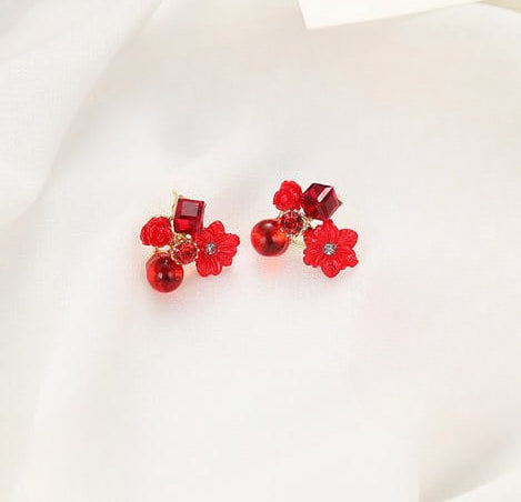 Flower Crystal Korean Earrings | Elegant Women’s Fashion Jewelry in Multiple Colors