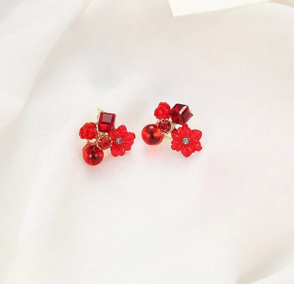 Flower Crystal Korean Earrings | Elegant Women’s Fashion Jewelry in Multiple Colors