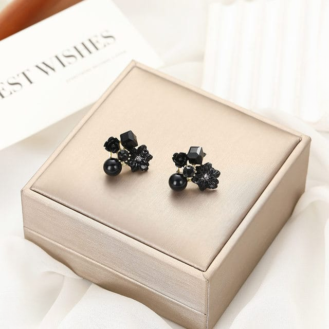 Flower Crystal Korean Earrings | Elegant Women’s Fashion Jewelry in Multiple Colors