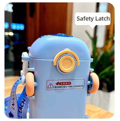 School Bus Water Bottle With Strap | 600ml | Leak-Proof Bottle Children(Random Color)
