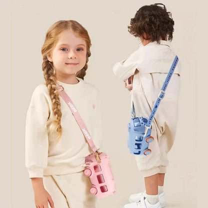 School Bus Water Bottle With Strap | 600ml | Leak-Proof Bottle Children(Random Color)