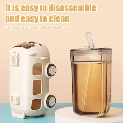 School Bus Water Bottle With Strap | 600ml | Leak-Proof Bottle Children(Random Color)