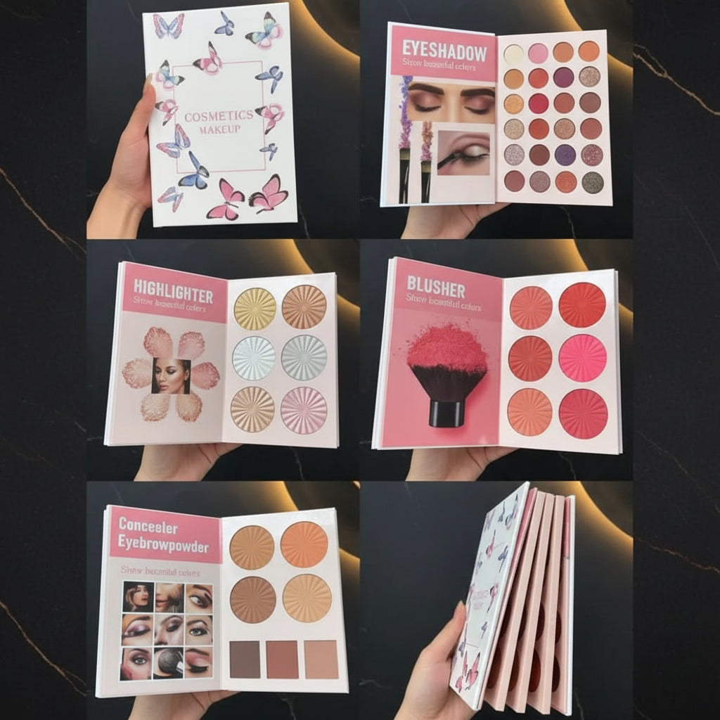 All In One Professional Makeup Palette Book | Complete 4 In 1 Beauty Kit